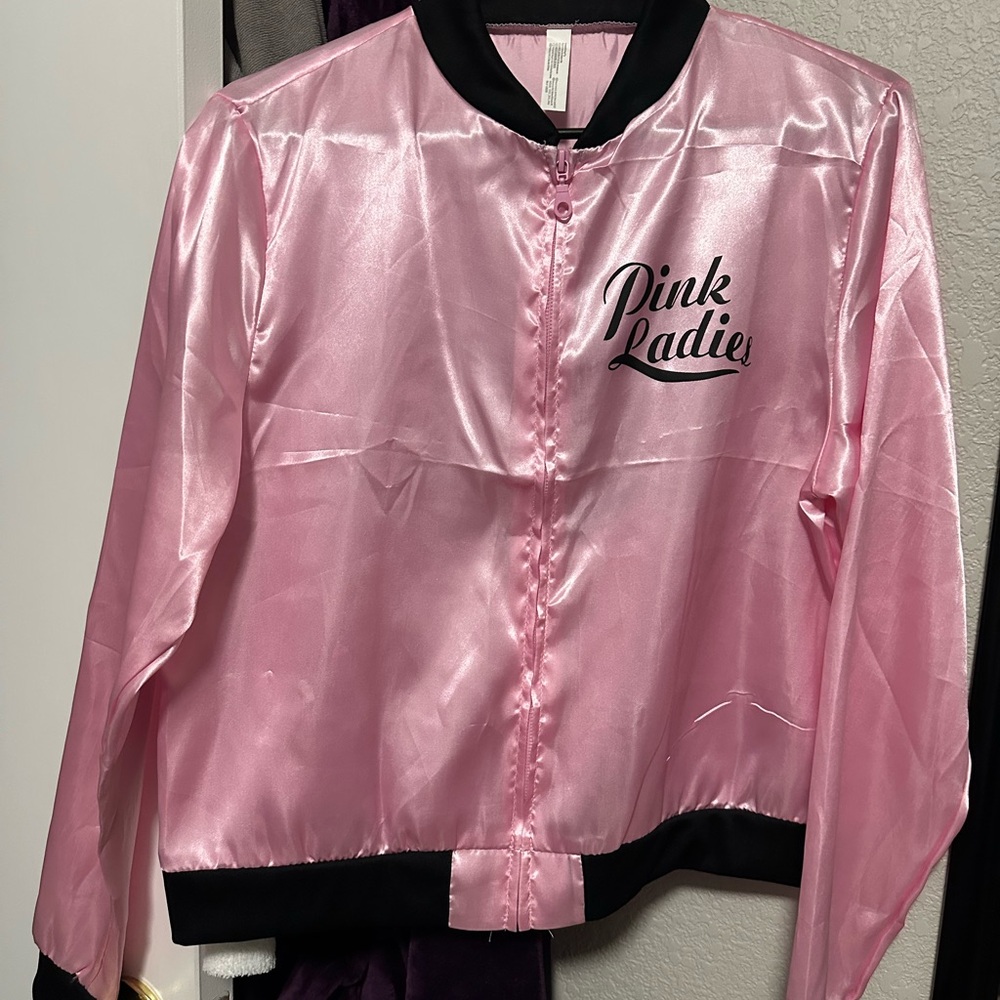 Pink Ladies Satin Bomber Jacket